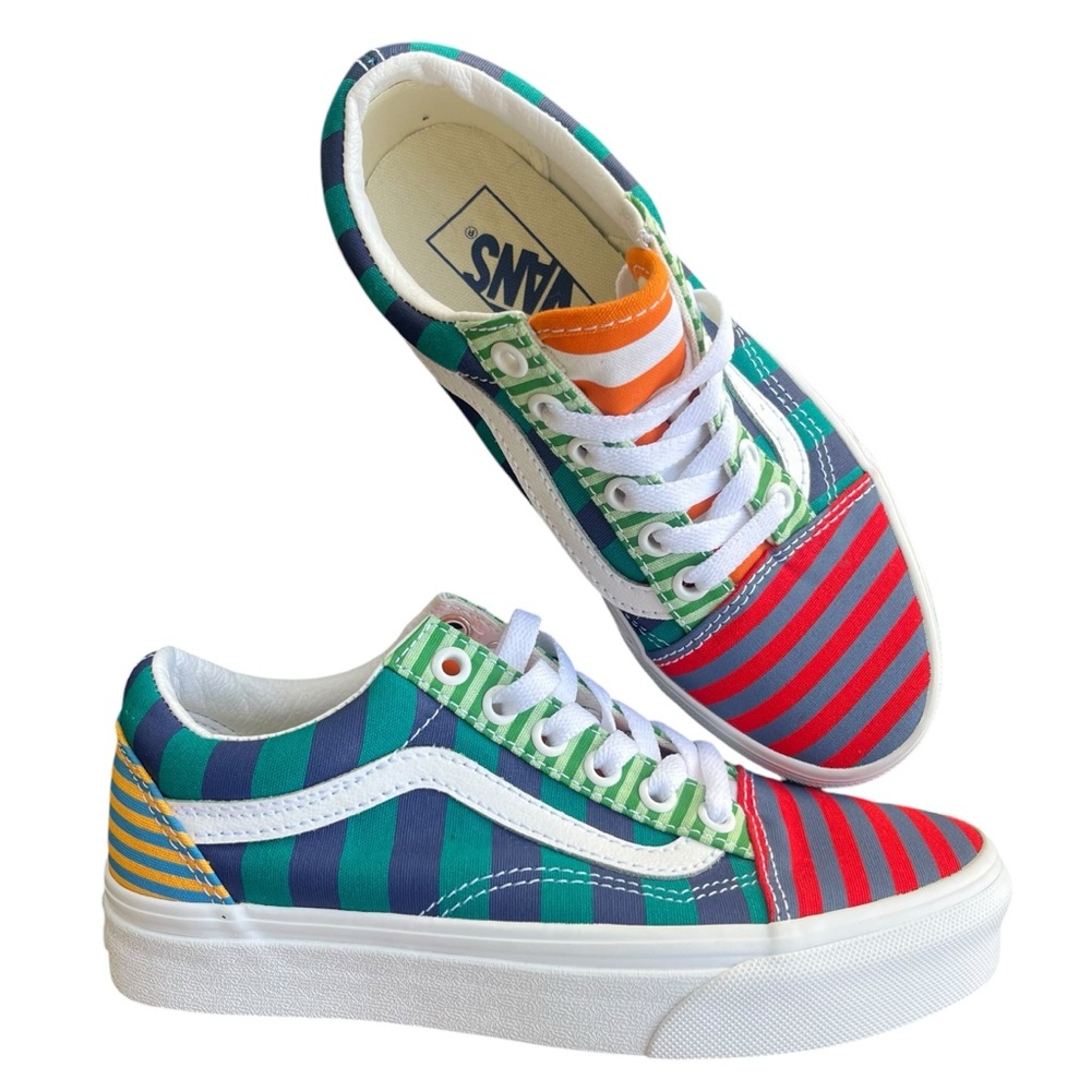 Vans Old Skool Women 5 Men 3.5 Multicolor Stripes Colorblock Lace Up Shoe 500714